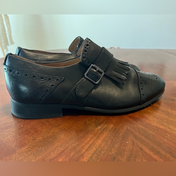 La Milano Black Leather Men’s Dres Shoes Size 10.5 Cap Toe Mink Strap Frill main image 6